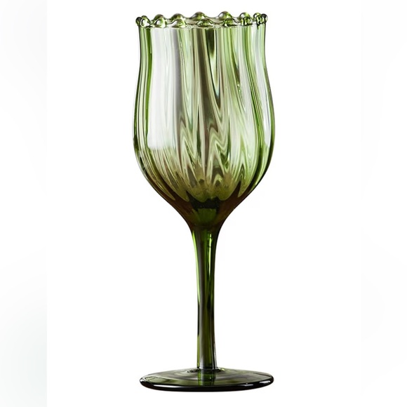 Other - 🍷Set of Two Elegant Green Wine Glasses